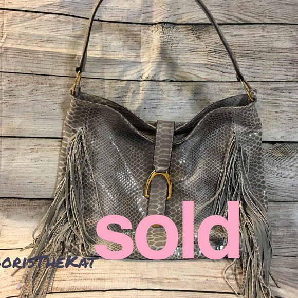 G.I.L.I. Handbags - SOLD! G.I.L.I.  Gray Python Leather Fringed Hobo
